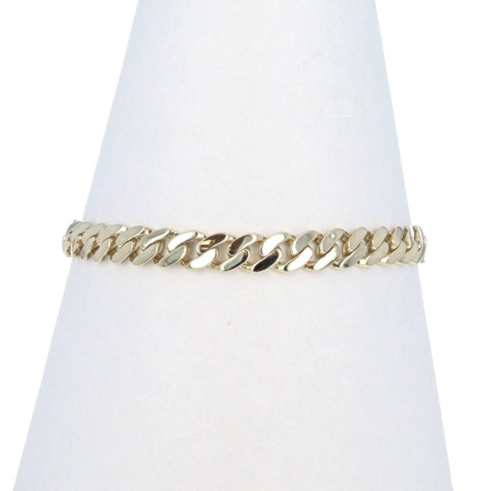 Yellow Gold Curb Chain Men's Bracelet 7" 14k Round .25ctw